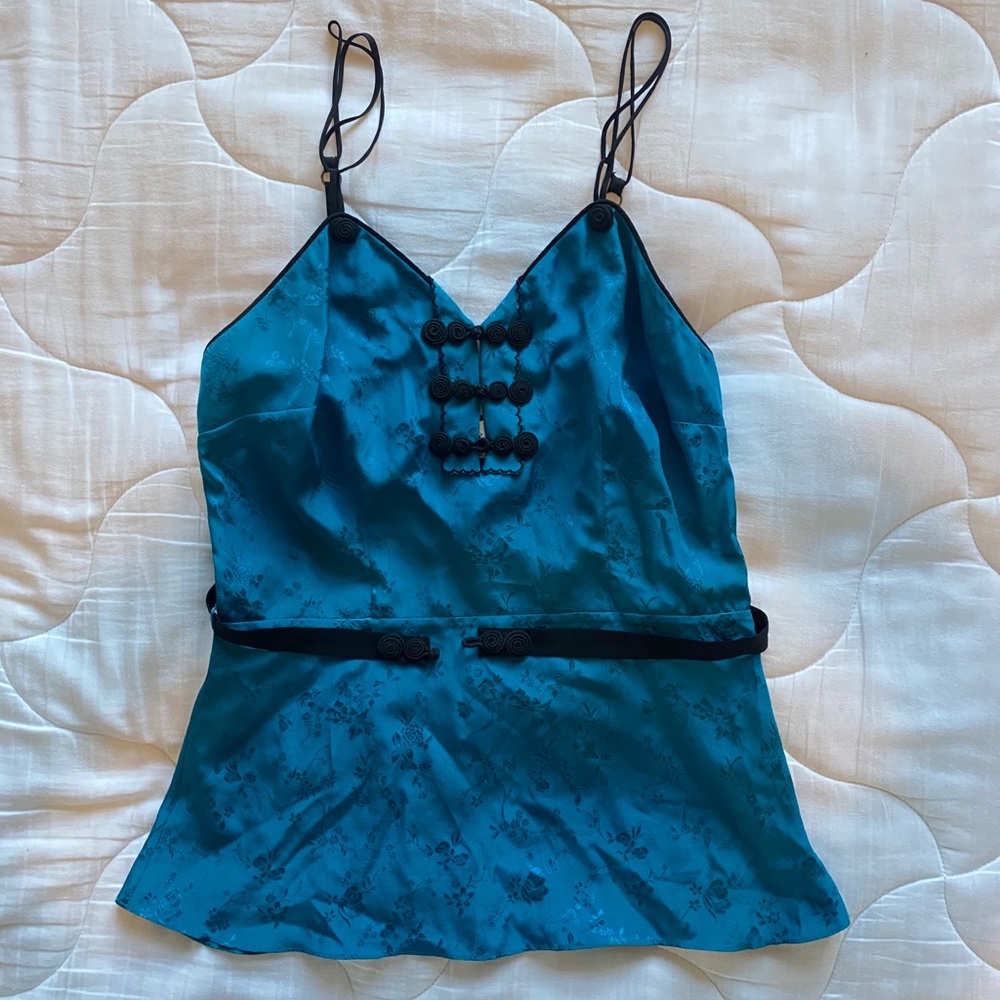 Mayle sleeveless silk teal top - boho vintage Sz 2